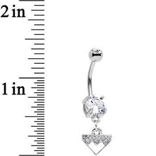 Load image into Gallery viewer, Clear Gem Stainless Steel Triangular Shield Dangle Belly Ring
