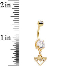 Load image into Gallery viewer, Clear Gem Gold Plated Steel Triangular Shield Dangle Belly Ring
