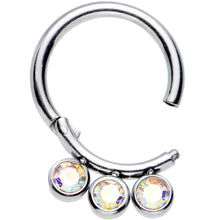 Load image into Gallery viewer, 16G 5/16 Aurora Gem Stainless Steel Hinged Segment Ring
