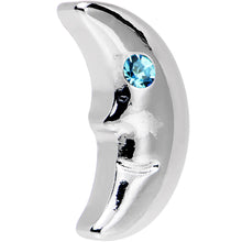 Load image into Gallery viewer, 16G 1/4 Aqua Gem Steel Crescent Moon Left Cartilage Earring
