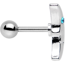 Load image into Gallery viewer, 16G 1/4 Aqua Gem Steel Crescent Moon Left Cartilage Earring
