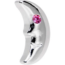 Load image into Gallery viewer, 16G 1/4 Pink Gem Steel Crescent Moon Left Cartilage Earring
