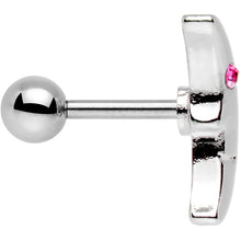 Load image into Gallery viewer, 16G 1/4 Pink Gem Steel Crescent Moon Left Cartilage Earring
