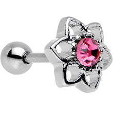 Load image into Gallery viewer, 16G 7mm Pink Gem Petaled Flower Cartilage Earring
