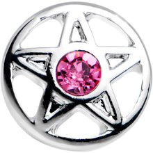 Load image into Gallery viewer, 16G 5/16 Pink Gem Pentacle Star Cartilage Earring
