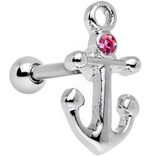 Load image into Gallery viewer, 16G 1/4 Pink Gem Settle Down Anchor Cartilage Earring
