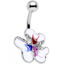 Load image into Gallery viewer, Clear Gem Melting Pigment White Flower Belly Ring
