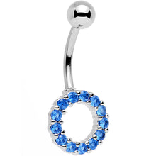 Load image into Gallery viewer, Blue Gem Stainless Steel Hollow Circle Belly Ring
