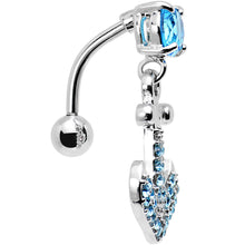 Load image into Gallery viewer, Aqua Gem Paved Set My Sails Anchor Top Mount Dangle Belly Ring

