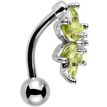 Load image into Gallery viewer, Greem Gem Lily Flower Top Mount Dangle Belly Ring
