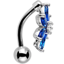 Load image into Gallery viewer, Blue Gem Lily Flower Top Mount Dangle Belly Ring
