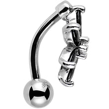 Load image into Gallery viewer, Black Gem Lily Flower Top Mount Dangle Belly Ring
