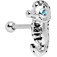 Load image into Gallery viewer, 16G 1/4 Aqua Gem Eyeball Seahorse Cartilage Earring
