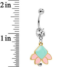 Load image into Gallery viewer, Clear Gem Pink Blue Shapes Belly Ring Created with Crystals
