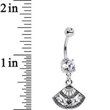 Load image into Gallery viewer, Clear Gem Fancy Fan Dangle Belly Ring Created with Crystals
