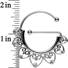 Load image into Gallery viewer, Clear Gem Stainless Steel Filigree Heart Universal Nipple Ring Set
