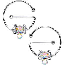 Load image into Gallery viewer, Aurora Clear Gem Universal Nipple Ring Set Created with Crystals
