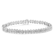 Load image into Gallery viewer, .925 Sterling Silver 1.0 Cttw Chevron 2 Stone Arrow Link Tennis Bracelet (I-J Color, I3 Clarity) - 7â€
