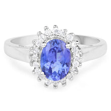 Load image into Gallery viewer, 1.45 Carat Genuine Tanzanite and White Zircon .925 Sterling Silver Ring
