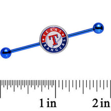 Load image into Gallery viewer, Licensed MLB Blue Anodized Texas Rangers Industrial Barbell 38mm
