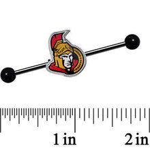 Load image into Gallery viewer, Licensed NHL Black Anodized Ottawa Senators Industrial Barbell 38mm
