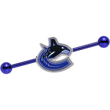 Load image into Gallery viewer, Licensed NHL Blue Anodized Vancouver Canucks Industrial Barbell 38mm
