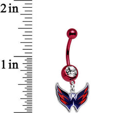 Load image into Gallery viewer, Licensed NHL Clear Gem Red Anodized Washington Capitals Belly Ring
