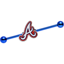 Load image into Gallery viewer, Licensed MLB Blue Anodized Atlanta Braves Industrial Barbell 38mm

