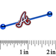 Load image into Gallery viewer, Licensed MLB Blue Anodized Atlanta Braves Industrial Barbell 38mm
