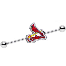 Load image into Gallery viewer, 14G Licensed MLB Steel St Louis Cardinals Industrial Barbell 38mm
