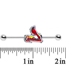 Load image into Gallery viewer, 14G Licensed MLB Steel St Louis Cardinals Industrial Barbell 38mm
