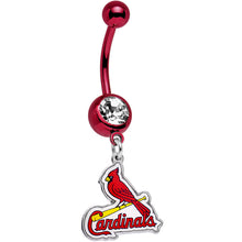 Load image into Gallery viewer, Licensed MLB Clear Gem Red Anodized St Louis Cardinals Belly Ring
