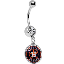 Load image into Gallery viewer, Licensed MLB Clear Gem Steel Houston Astros Dangle Belly Ring
