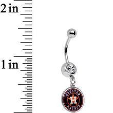 Load image into Gallery viewer, Licensed MLB Clear Gem Steel Houston Astros Dangle Belly Ring
