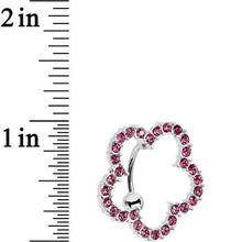 Load image into Gallery viewer, Pink Gem Stainless Steel Cutout Zinnia Flower Top Mount Belly Ring
