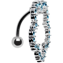 Load image into Gallery viewer, Aqua Gem Stainless Steel Cutout Zinnia Flower Top Mount Belly Ring
