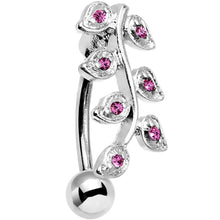 Load image into Gallery viewer, Pink Gem Stainless Steel Creeping Vine Top Mount Belly Ring
