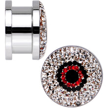 Load image into Gallery viewer, 9/16 Clear Red Black Gem Look Me in the Eye Screw Fit Plug Set
