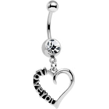 Load image into Gallery viewer, Clear Gem Lovely Language I Love You Hollow Heart Dangle Belly Ring
