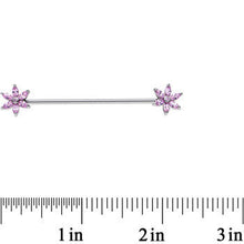 Load image into Gallery viewer, 14G Pink CZ Gem Pimpernel Flower Ends Industrial Barbell 40mm
