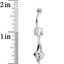 Load image into Gallery viewer, Clear CZ Gem Dramatic Deco Twist Dangle Belly Ring
