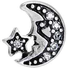 Load image into Gallery viewer, 16G 1/4 Clear Gem Moon and Star Left Tragus Cartilage Earring
