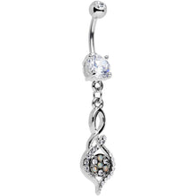 Load image into Gallery viewer, Clear Gem White Faux Opal Wistfully Twisted Dangle Belly Ring
