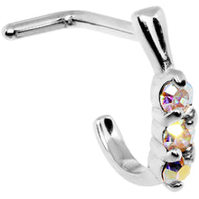 Load image into Gallery viewer, 18G Aurora Gem Steel Faux Hoop L Shaped Nose Ring
