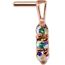 Load image into Gallery viewer, 18G Aurora Gem Rose Gold PVD Faux Hoop L Shaped Nose Ring

