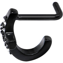 Load image into Gallery viewer, 18G Clear Gem Black PVD Cross Faux Hoop L Shaped Nose Ring
