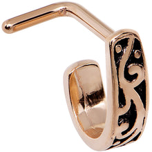 Load image into Gallery viewer, 18G Rose Gold PVD Swirl Deco Faux Hoop L Shaped Nose Ring
