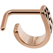 Load image into Gallery viewer, 18G Rose Gold PVD Swirl Deco Faux Hoop L Shaped Nose Ring
