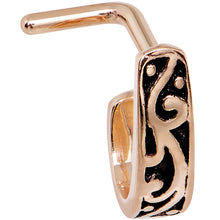 Load image into Gallery viewer, 18G Rose Gold PVD Swirl Deco Faux Hoop L Shaped Nose Ring
