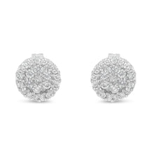 Load image into Gallery viewer, 14K White Gold 1/2 Cttw Brilliant-Cut Diamond Halo-Style Cluster Round Button Stud Earrings (H-I Color, I1-I2 Clarity)
